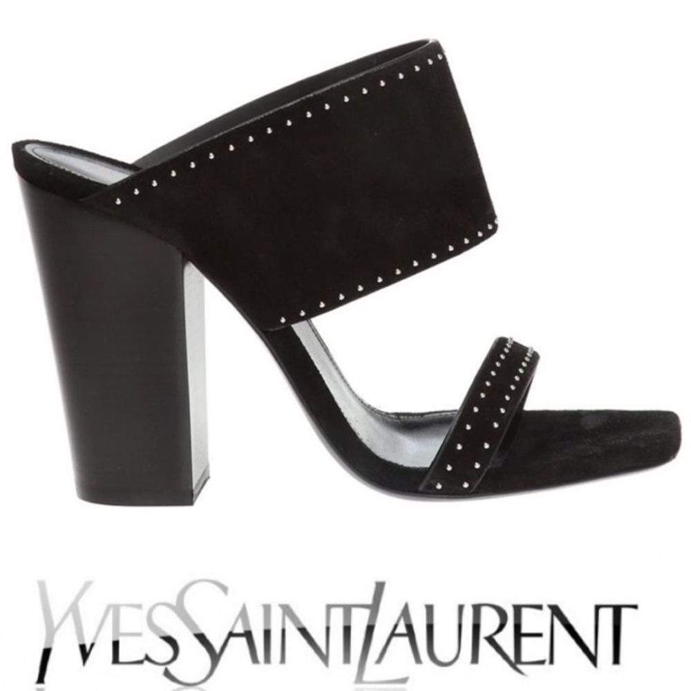 Saint Laurent Woman Oak Mule Suede Sandal Size 38